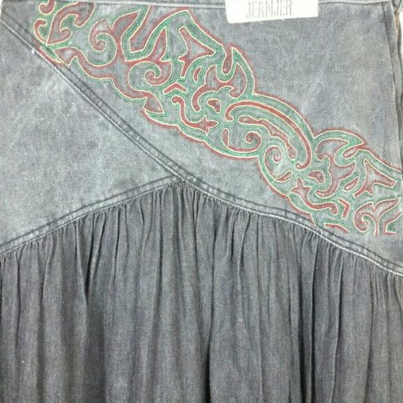 Vintage Jeanjer Gypsy Boho Denim Skirt Size 10 - Picture 6 of 8